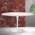 Tavolino Ovale Tulip Saarinen H 41 cm in Ceramica Florim Calacatta Gold Opaco - Scarlet
