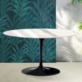 Tavolino Ovale Tulip Saarinen H 41 cm in Ceramica Florim Statuario Lucido - Scarlet