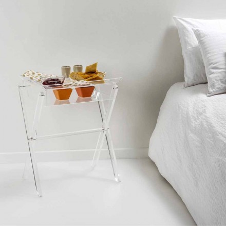 Tavolino portavivande trasparente di design Olivia made in Italy Viadurini