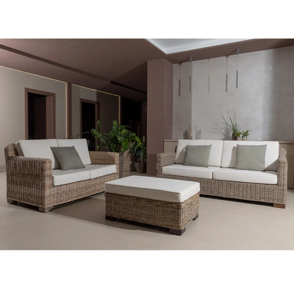 Tavolino-Pouf da Giardino in Kubù Grigio con Cuscino – Cerys Viadurini