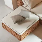 Tavolino-Pouf da Giardino in Rattan Naturale con Cuscino Incluso – Keira Viadurini