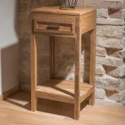 Tavolino Realizzato in Legno Teak Massello con 1 Cassetto - Acrilico Viadurini