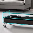 Tavolino Rettangolare in Vetro Extrachiaro con Cassetti Made in Italy – Ganzo Viadurini