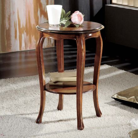 Tavolino Rotondo da Salotto con Gambe in Faggio Made in Italy - Ecade Viadurini
