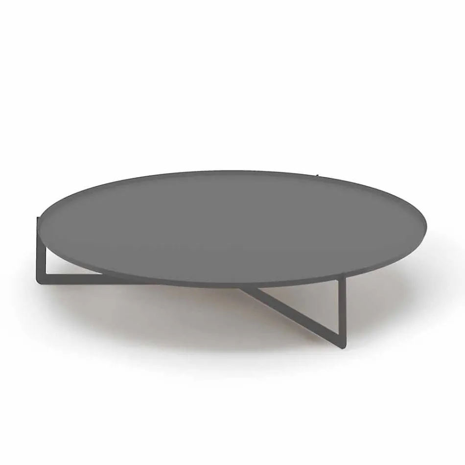 Tavolino Rotondo da Salotto Esterno in Metallo Grafite o Fango - Stephane Viadurini