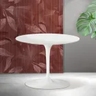 Tavolino Rotondo Tulip Saarinen H 41 cm in Ceramica Florim Bianca Opaca - Scarlet Viadurini