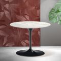 Tavolino Rotondo Tulip Saarinen H 41 cm in Ceramica Florim Calacatta Gold Opaco - Scarlet