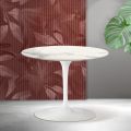 Tavolino Rotondo Tulip Saarinen H 41 cm in Ceramica Florim Statuario Opaco - Scarlet