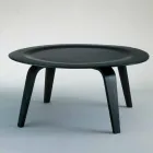 Tavolino Salotto in Frassino Tinto Nero con Piano Tondo Made in Italy - Cariddi Viadurini