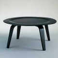 Tavolino Salotto in Frassino Tinto Nero con Piano Tondo Made in Italy - Cariddi