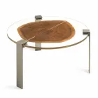 Tavolino Salotto in Legno e Acciaio con Gambe in Metallo Made in Italy - Damasco Viadurini