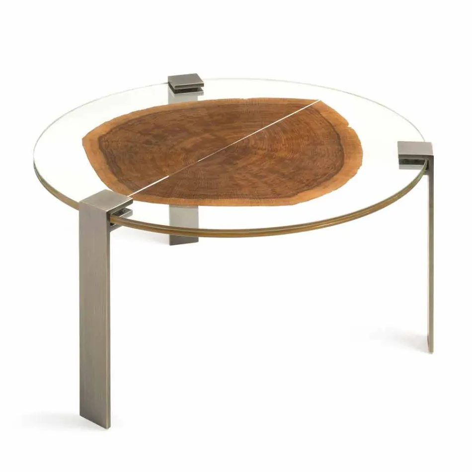 Tavolino Salotto in Legno e Acciaio con Gambe in Metallo Made in Italy - Damasco Viadurini