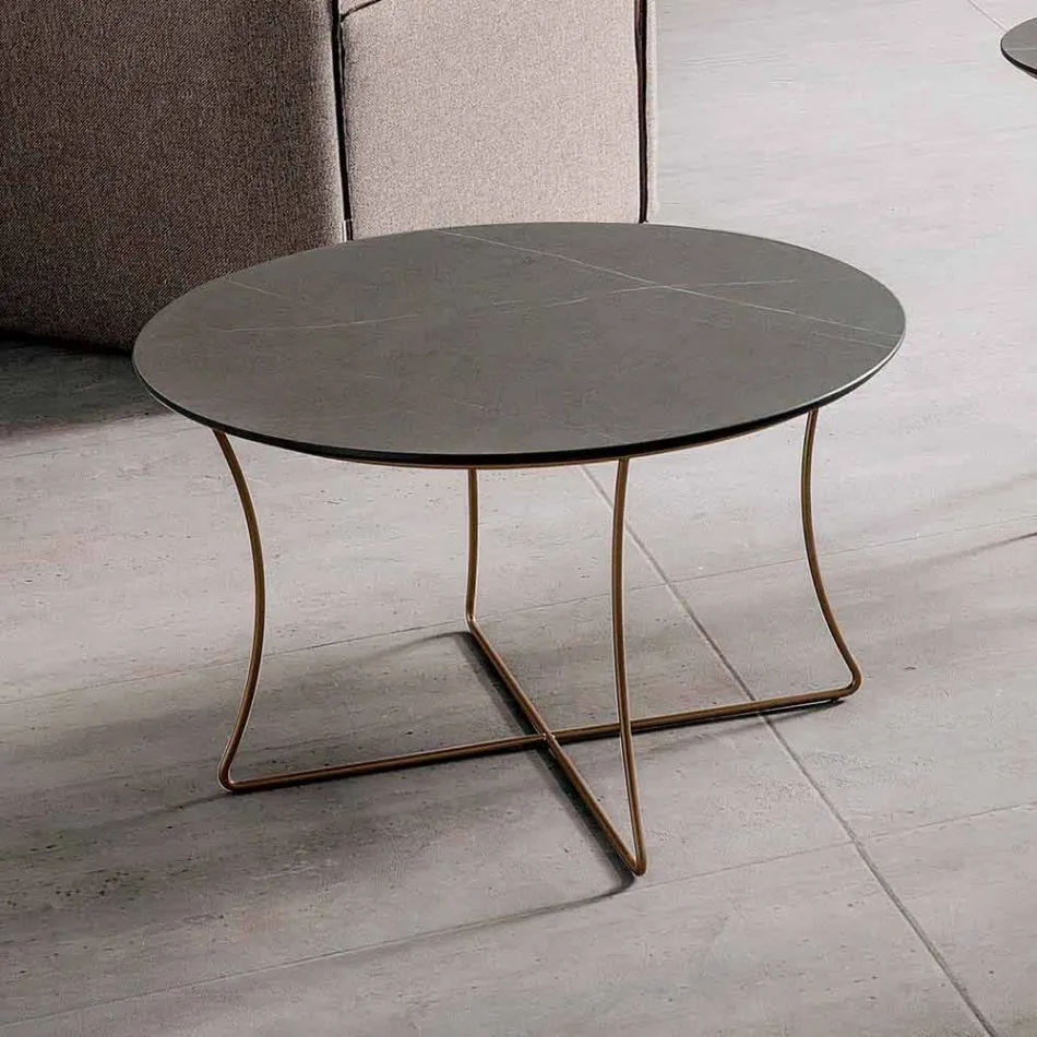 Tavolino Salotto in Metallo Verniciato con Piano in Hpl Made in Italy - Numbo Viadurini