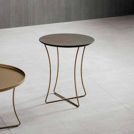 Tavolino Salotto in Metallo Verniciato con Piano in Hpl Made in Italy - Numbo Viadurini
