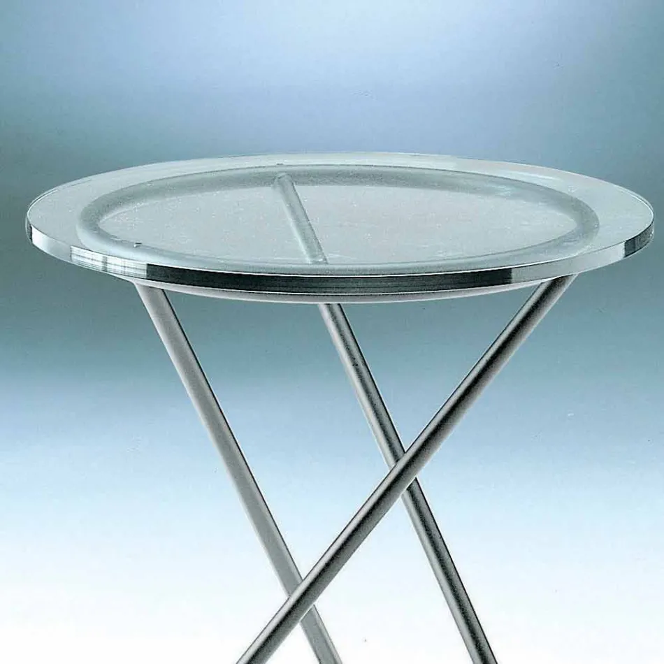 Tavolino Salotto in Vetro Temperato con Base in Acciaio Made in Italy - Pegaso Viadurini