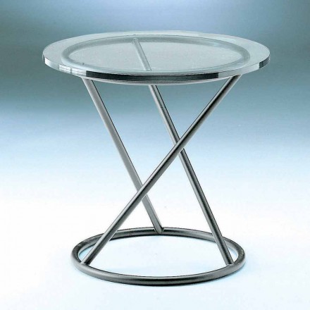 Tavolino Salotto in Vetro Temperato con Base in Acciaio Made in Italy - Pegaso Viadurini