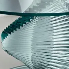 Tavolino Soggiorno in Vetro Trasparente a Spirale e Base Rotante - Spirulo Viadurini