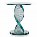 Tavolino Soggiorno in Vetro Trasparente a Spirale e Base Rotante - Spirulo