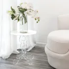 Tavolino tondo bianco diametro 36cm design moderno Janis,made in Italy Viadurini