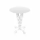 Tavolino tondo bianco diametro 50cm design moderno Janis,made in Italy Viadurini