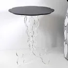 Tavolino tondo nero diametro 36 cm design moderno Janis, made in Italy Viadurini