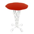 Tavolino tondo rosso diametro 36 cm design moderno Janis,made in Italy Viadurini