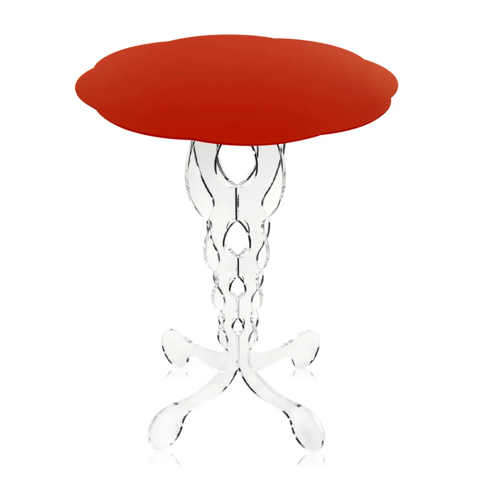 Tavolino tondo rosso diametro 36 cm design moderno Janis,made in Italy Viadurini