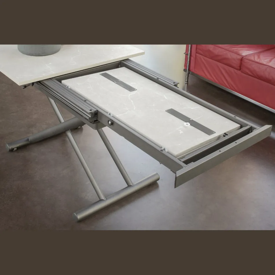 Tavolino Trasformabile con Altezza Regolabile fino a 82 cm Made in Italy - Rotella Viadurini