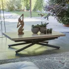 Tavolino Trasformabile in Tavolo da Pranzo Piano in Legno e Base Metallo - Pesco Viadurini