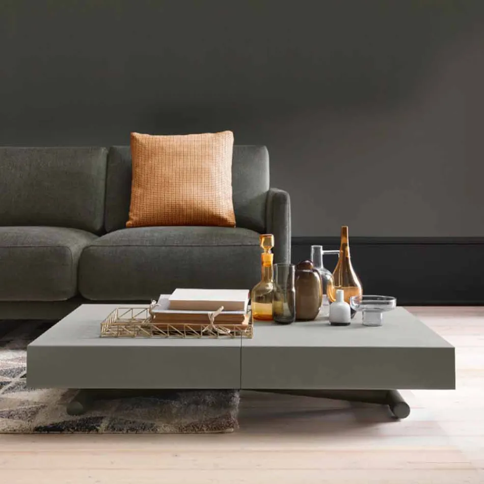 Tavolino Trasformabile Moderno con Piano Effetto Malta Made in Italy - Patroclo Viadurini