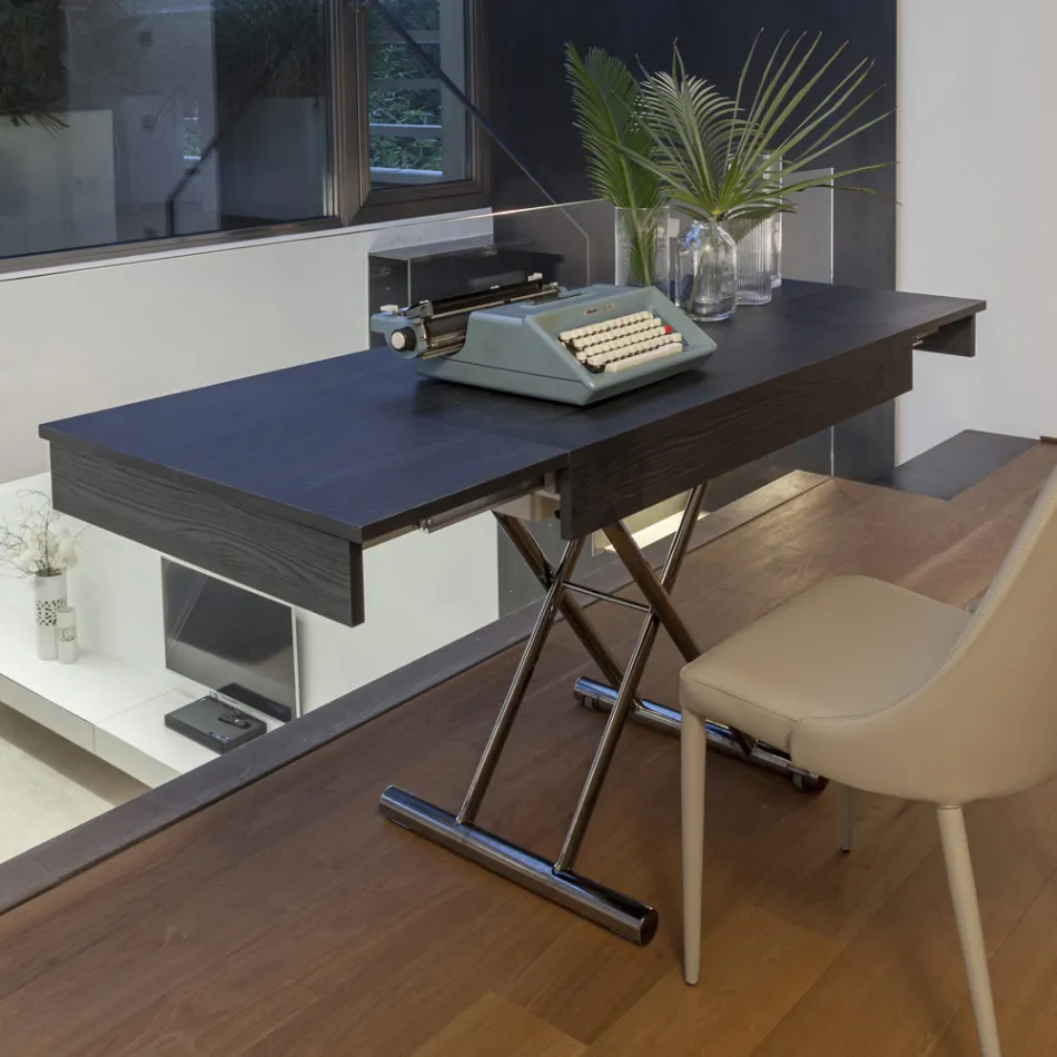 Tavolino Trasformabile Moderno in Metallo e Legno Made in Italy - Universe Viadurini