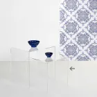 Tavolino trasparente design moderno 40x40cm Terry Small, made in Italy Viadurini
