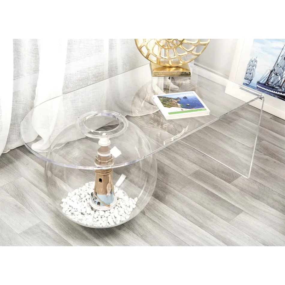 Tavolino trasparente design moderno L90xH40xP48 cm Bolly,made in Italy Viadurini