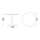 Tavolino Tulip Eero Saarinen H 39 con Piano in Laminato Liquido Nero Made in Italy - Scarlet Viadurini
