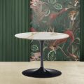 Tavolino Tulip Eero Saarinen H 39 Ovale in Marmo Calacatta Oro Realizzato in Italia