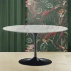 Tavolino Tulip Eero Saarinen H 41 con Piano Ovale in Marmo di Carrara Statuarietto Viadurini