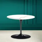 Tavolino Tulip Eero Saarinen H 41 in Ceramica Calacatta Michelangelo  Viadurini
