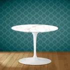 Tavolino Tulip Eero Saarinen H 41 in Ceramica Entzo Made in Italy - Scarlet Viadurini