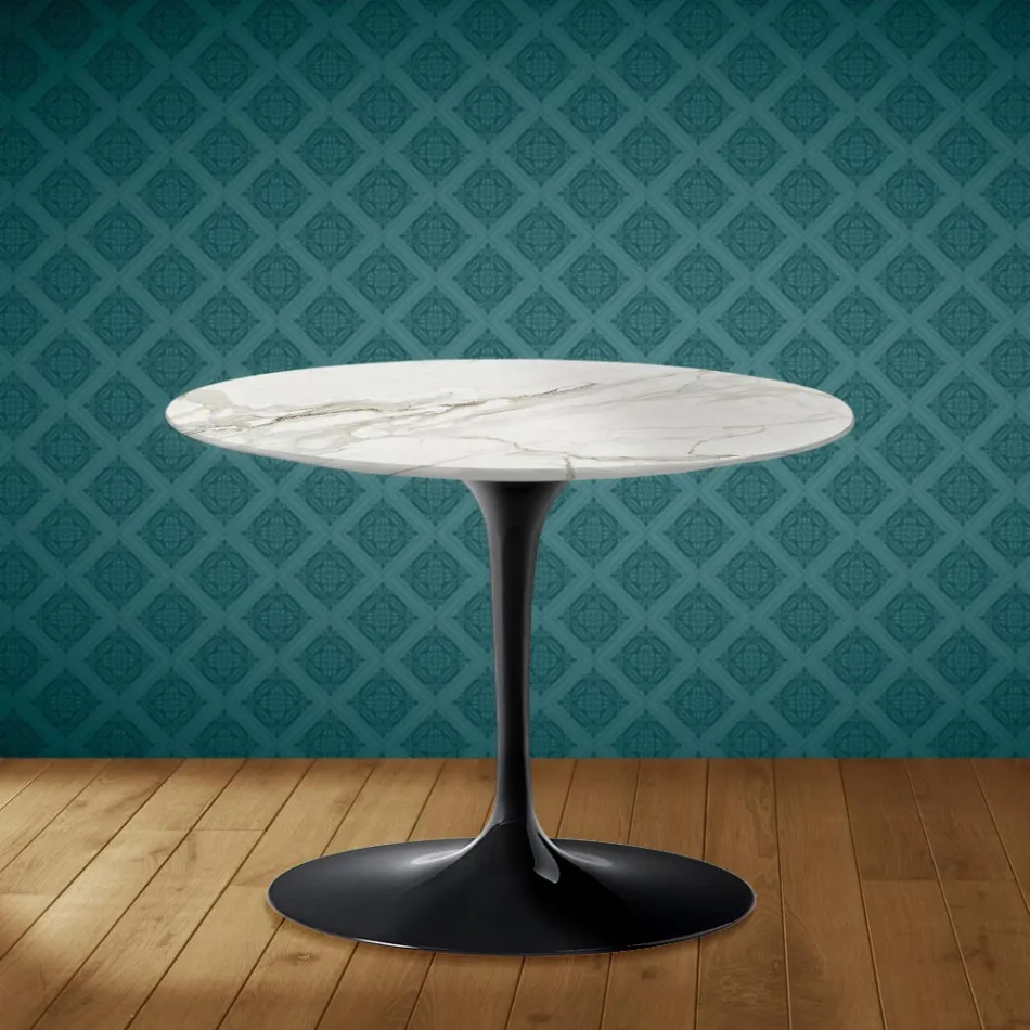 Tavolino Tulip Eero Saarinen H 41 in Ceramica Lucid Made in Italy - Scarlet Viadurini