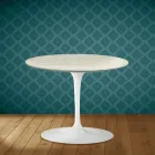 Tavolino Tulip Eero Saarinen H 41 in Ceramica Marmorio Made in Italy - Scarlet Viadurini