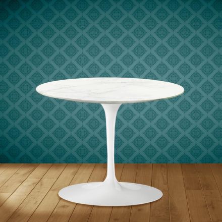 Tavolino Tulip Eero Saarinen H 41 in Ceramica Rem Made in Italy - Scarlet Viadurini