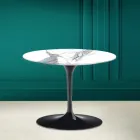 Tavolino Tulip Eero Saarinen H 41 in Ceramica Statuario Altissimo Made in Italy - Scarlet Viadurini