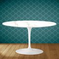Tavolino Tulip Eero Saarinen H 41 Ovale in Ceramica Entzo Made in Italy - Scarlet