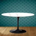 Tavolino Tulip Eero Saarinen H 41 Ovale in Ceramica Entzo Made in Italy - Scarlet Viadurini