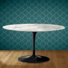 Tavolino Tulip Eero Saarinen H 41 Ovale in Ceramica Lucid Made in Italy - Scarlet Viadurini