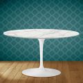 Tavolino Tulip Eero Saarinen H 41 Ovale in Ceramica Morpheus Made in Italy - Scarlet