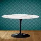 Tavolino Tulip Eero Saarinen H 41 Ovale in Ceramica Morpheus Made in Italy - Scarlet Viadurini