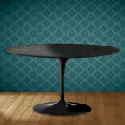 Tavolino Tulip Eero Saarinen H 41 Ovale in Ceramica Somnia Made in Italy - Scarlet Viadurini