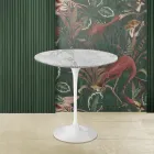 Tavolino Tulip Eero Saarinen H 52 Rotondo in Marmo Arabescato Made in Italy - Scarlet Viadurini