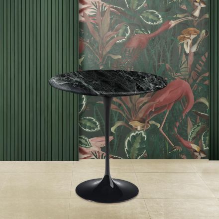 Tavolino Tulip Eero Saarinen H 52 Rotondo in Marmo Verde Alpi Made in Italy - Scarlet Viadurini